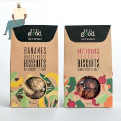 Duo de biscuits Bananes Chocolatées et Betteraves Zestées